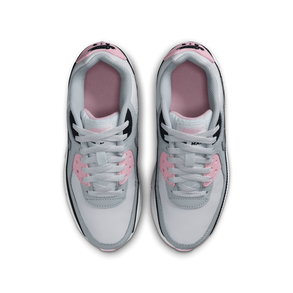 Big Kids' Nike Air Max 90 LTR "White Pink Foam Armory Navy Wolf Grey"