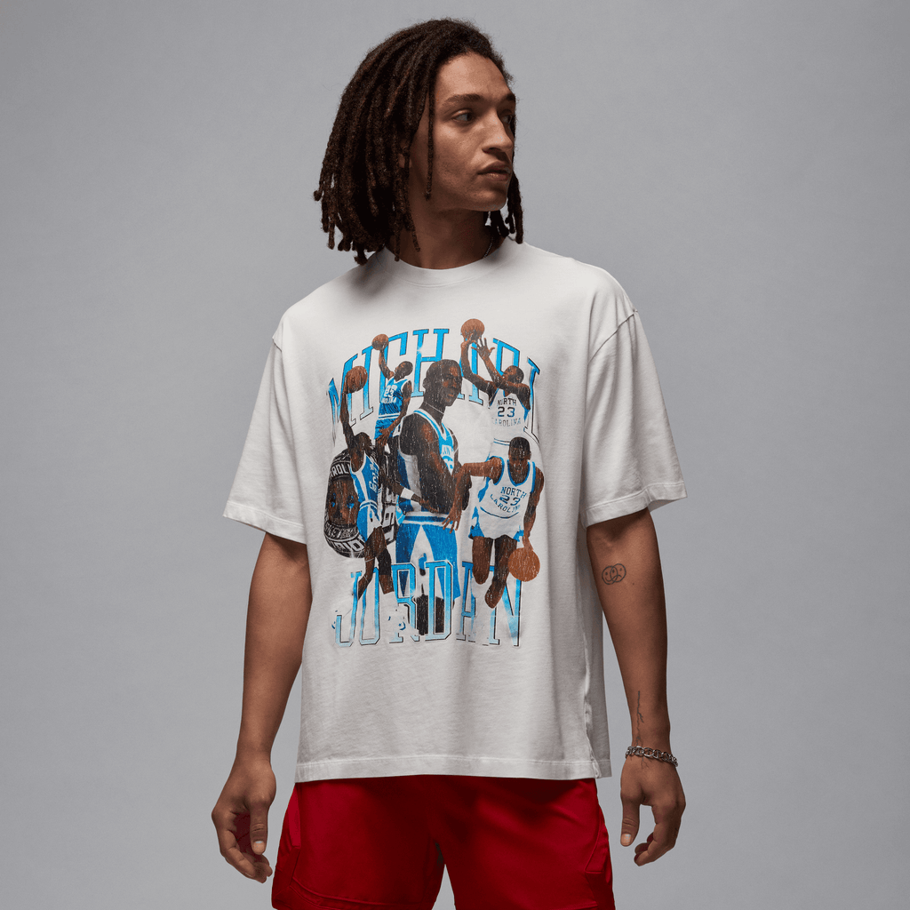 Men's Jordan Flight Essential Oversize Graphic Crew T-Shirt "Sail Black"