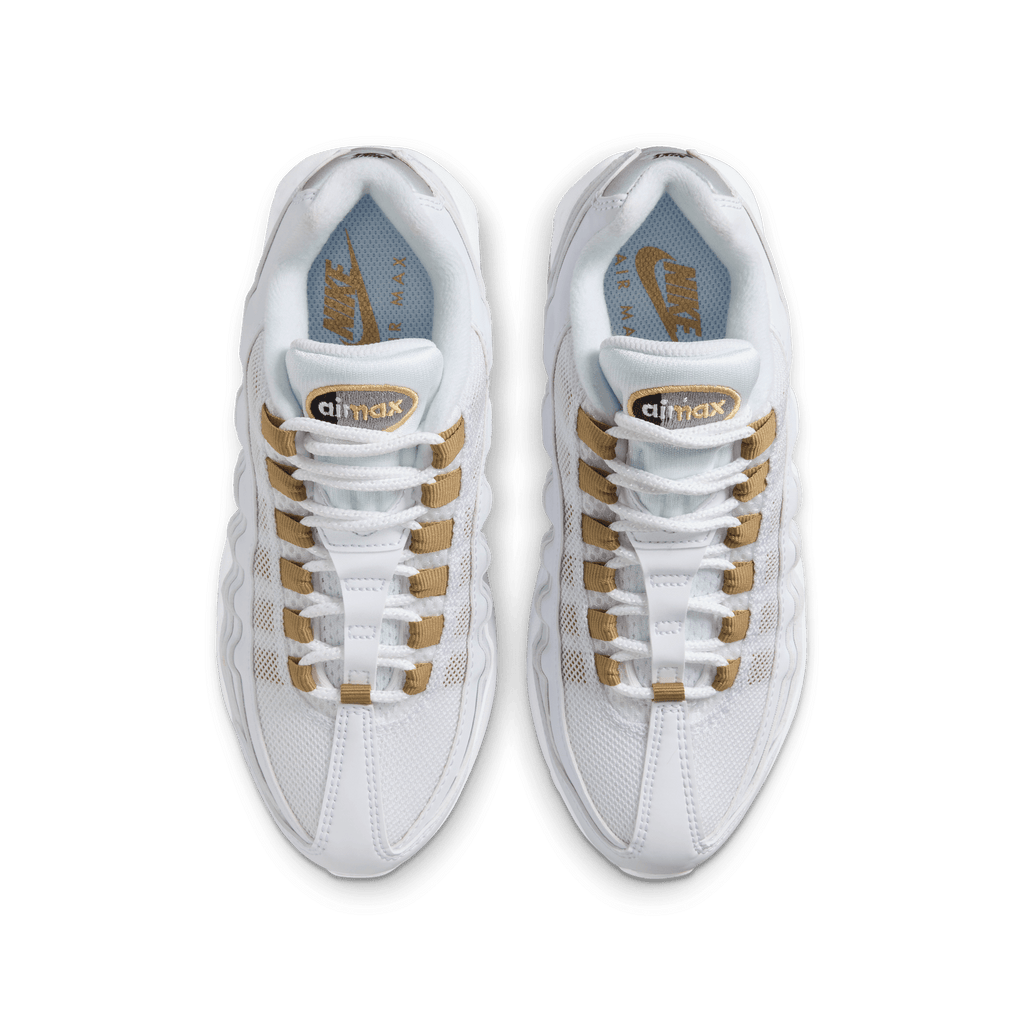 Big Kids' Nike Air Max 95 "White Metallic Gold"