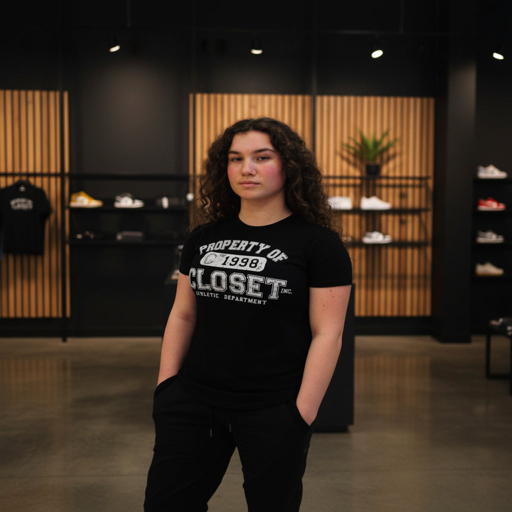 The Closet Inc Women T-Shirt Black "Property Of"- White