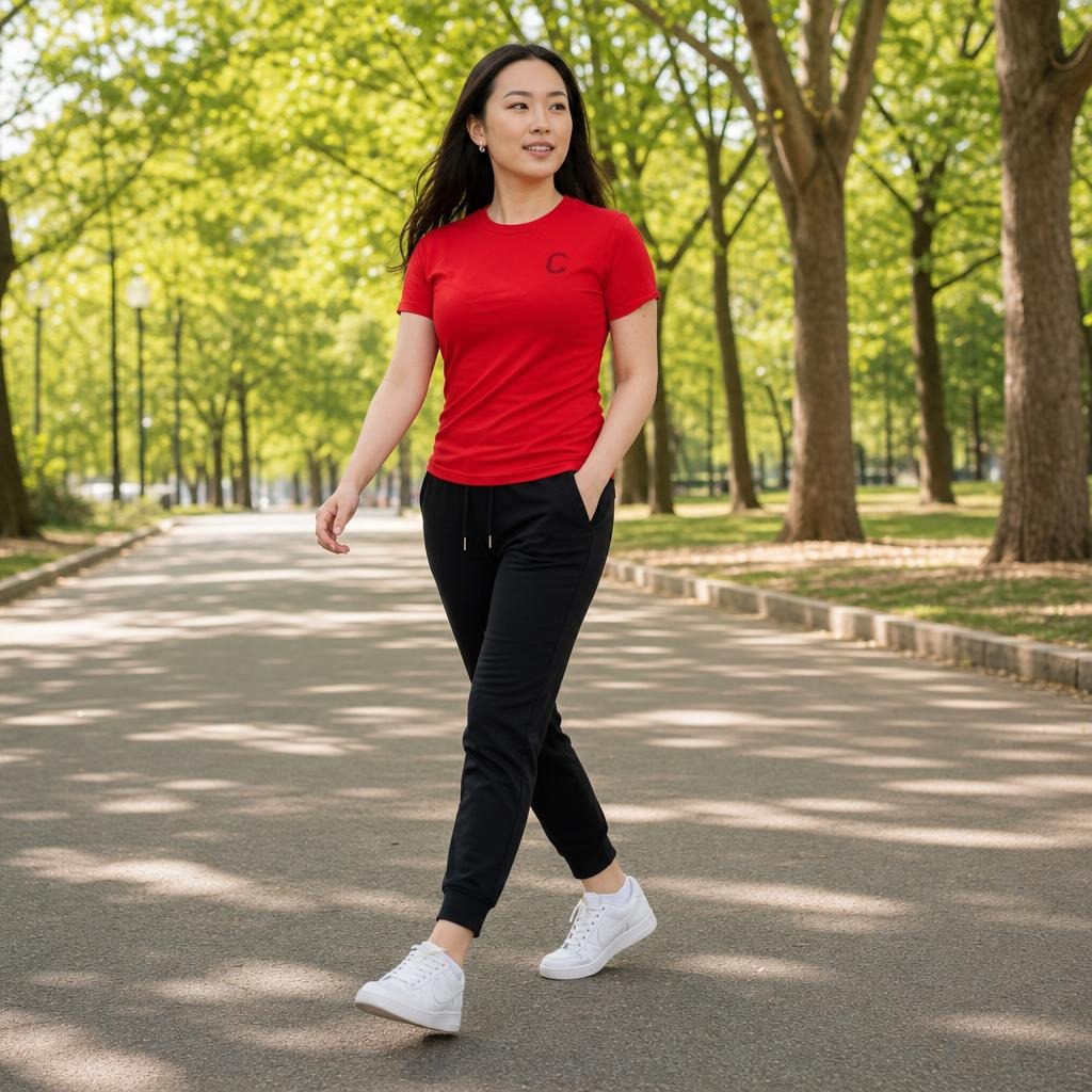 The Closet Inc Women T-Shirt Red With Black C