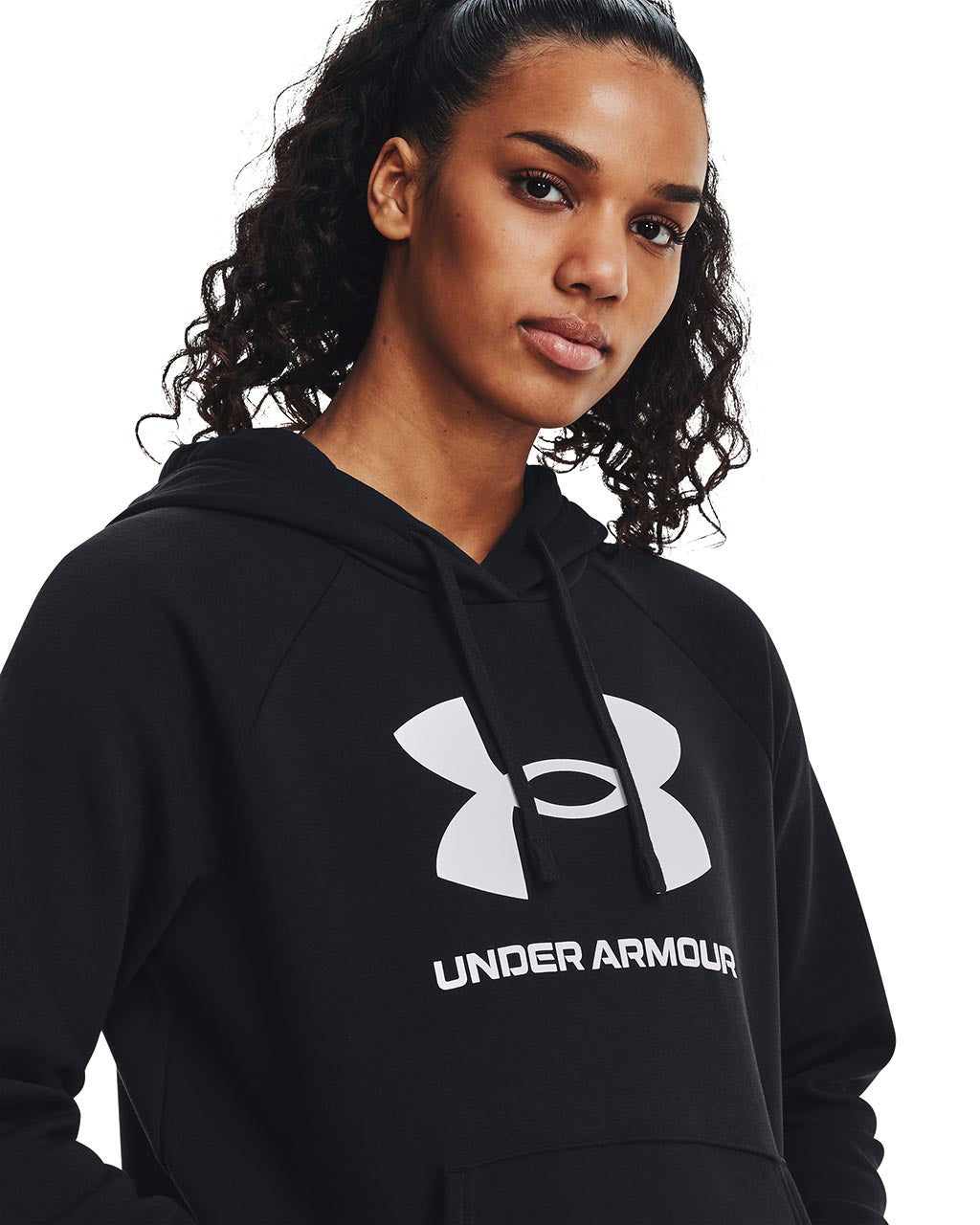 Women's Under Armour Rival Fleece Big Logo Hoodie "Black White"